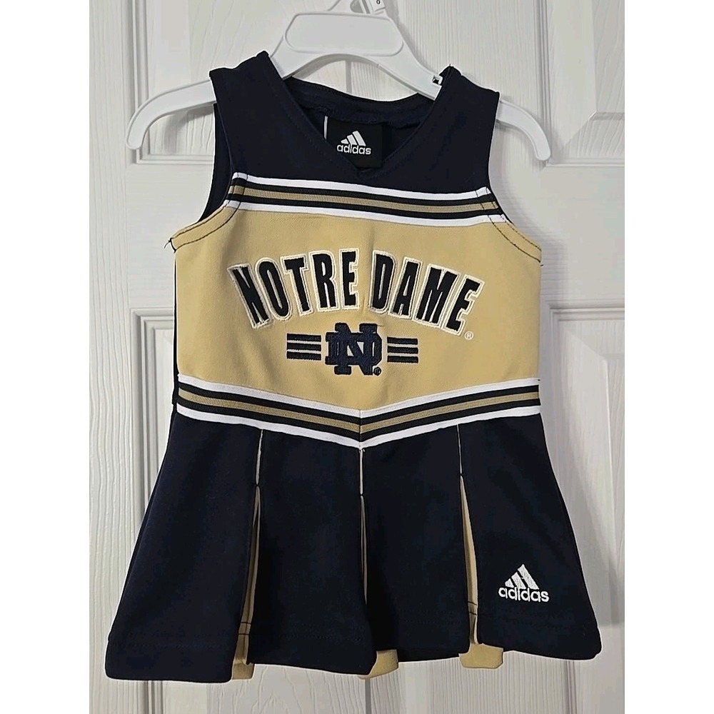 Adidas Infant Notte Dame Cheerleader Dress Size 12 Months Blue, Gold - Picture 2 of 5